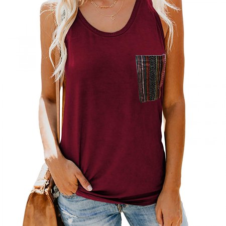 Alueeu 2022 Womens Summer Tops Solid Color Loose Casual Round Neck pocket Plaid Undershirt For Wome Wine Red M
Alueeu 2022 Womens Summer Tops Solid Color Loose Casual Round Neck pocket Plaid Undershirt For Wome Wine Red M
