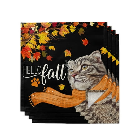 Cloth Napkins Washable Thanksgiving Cat Maple Leaf Hello Fall Black Background Dinner Napkins Soft Absorbent Polyester Fabric Table Napkins for Weddings Parties 4 Pack 20x20 Inch
Cloth Napkins Washable Thanksgiving Cat Maple Leaf Hello Fall Black Background Dinner Napkins Soft Absorbent Polyester Fabric Table Napkins for Weddings Parties 4 Pack 20x20 Inch