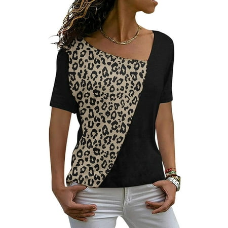 Summer Womens Asymmetrical Neck Shirts Casual Floral Print Tee Shirts Short Sleeve Patchwork Loose Fit Tunic Tops Blouses
Summer Womens Asymmetrical Neck Shirts Casual Floral Print Tee Shirts Short Sleeve Patchwork Loose Fit Tunic Tops Blouses
