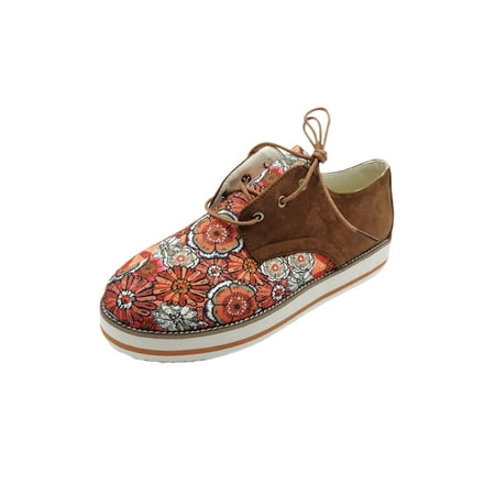 Rotosw Women Walking Shoe Lace Up Sneakers Patchwork Flats Breathable Floral Casual Shoes Uniform Non-slip Dark Brown 7
Rotosw Women Walking Shoe Lace Up Sneakers Patchwork Flats Breathable Floral Casual Shoes Uniform Non-slip Dark Brown 7
