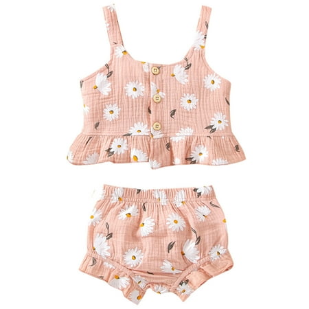 CenturyX Newborn Baby Girls Summer Clothes Set Daisy Sleeveless Ruffle Tank Tops with Shorts Outfits Set Pink 2-3 Years
CenturyX Newborn Baby Girls Summer Clothes Set Daisy Sleeveless Ruffle Tank Tops with Shorts Outfits Set Pink 2-3 Years