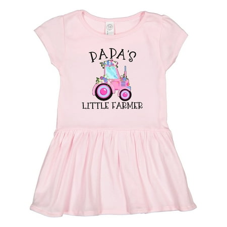 Inktastic Papa s Little Farmer- Pink Tractor and Flowers Gift Toddler Girl Dress