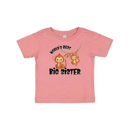 Inktastic Monkeys World s Best Big Sister Gift Baby Girl T-Shirt