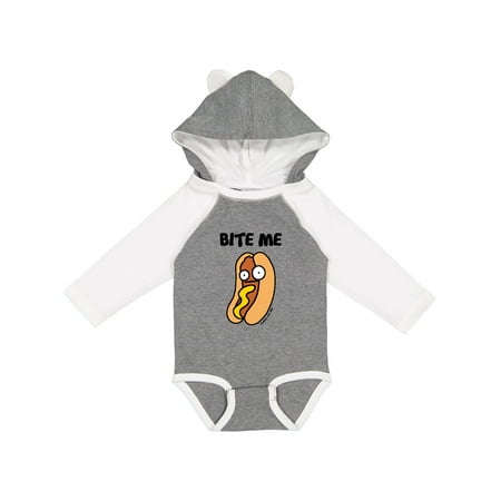 Inktastic Hotdog Bite Me Gift Baby Boy or Baby Girl Long Sleeve Bodysuit