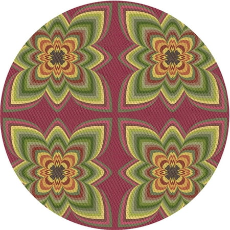 Ahgly Company Indoor Round Patterned Dark Golden Rod Brown Area Rugs 7 Round