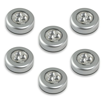 TINKSKY 6pcs Battery Powered Click 3-LED Push Light Lamp (White Light)
