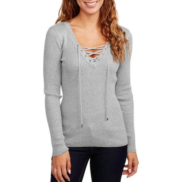 Heart and Women's Lace Up Sweater