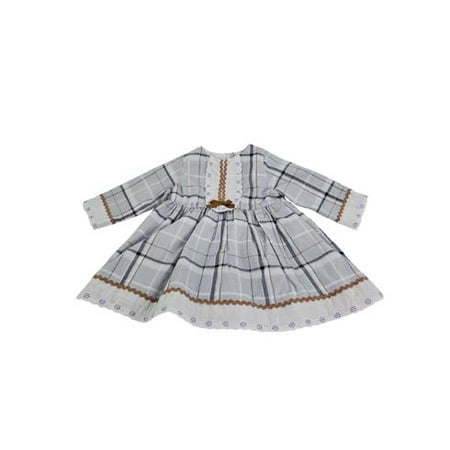 Baby Girl Stylish Cozy Light Gray plaid Long Sleeve Dress & Bloomers Set