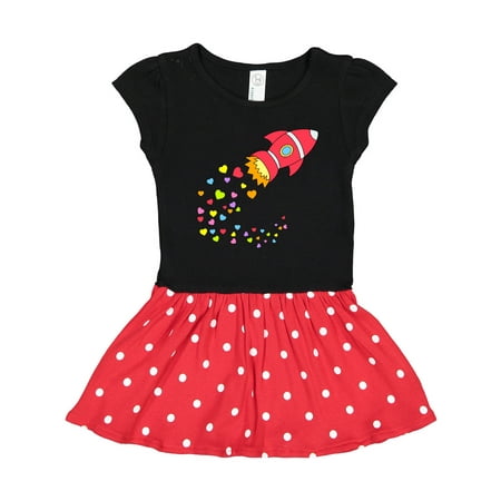 Inktastic Valentine s Day Rocket Ship with Hearts Gift Toddler Girl Dress