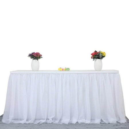 

Clearance Sale 6/9/14Ft Tulle Table Skirt Rectangular Or Round Table Decoration Cloth Cover for Baby Gender Reveal Wedding Birthday Party Table