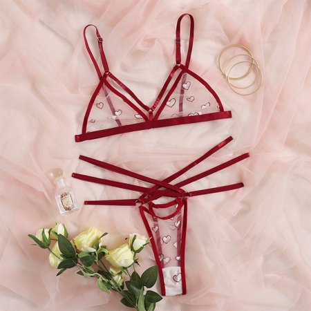 ALSLIAO Womens Sexy Sheer Bra Set Matching a Strappy Bralette Top & Low Waist Thong Lingerie
ALSLIAO Womens Sexy Sheer Bra Set Matching a Strappy Bralette Top & Low Waist Thong Lingerie