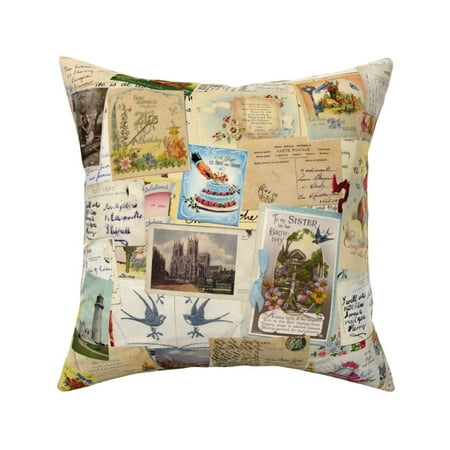 Vintage Memories Photos Throw Pillow Cover w Optional Insert by Roostery