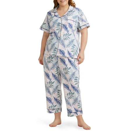 Bedhead Womens Breezy Palm Cropped Knit Pajama Set Style-BH2723796