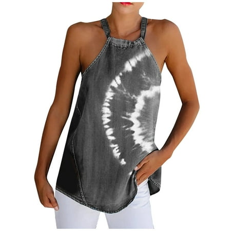 Womens Undershirt Tie Dye Straps Sleeveless Small Suspenders