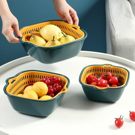 feimajia Six Piece Kitchen Washbas in Double-Layer Basket Vegetable and Fruit Multi-Functional Plastic Washing Basket blue
feimajia Six Piece Kitchen Washbas in Double-Layer Basket Vegetable and Fruit Multi-Functional Plastic Washing Basket blue