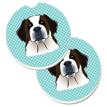 Checkerboard Blue Saint Bernard Set of 2 Cup Holder Car Coaster 
Checkerboard Blue Saint Bernard Set of 2 Cup Holder Car Coaster
