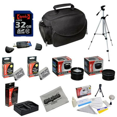 Opteka Deluxe Shooters Kit with Opteka 32GB SDHC Memory Card, Microfiber Deluxe Bag, Tripod, Extended LP-E8 Batteries, .43x and 2.2x Converter Lenses and More for Canon EOS Rebel T2i T3i T4i T5i