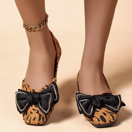 Ladies Fashion Flock Leopard Print Bow Round Toe Shoes Flat Pump Soft Sole Casual Shoes Note Please Buy One Or Two Sizes Larger
Ladies Fashion Flock Leopard Print Bow Round Toe Shoes Flat Pump Soft Sole Casual Shoes Note Please Buy One Or Two Sizes Larger