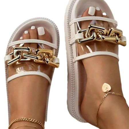 Women s Beach Slippers Chain Element Clear Upper Summer Open Toe Slide Shoes 36 White
Women s Beach Slippers Chain Element Clear Upper Summer Open Toe Slide Shoes 36 White