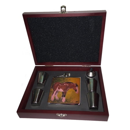 KuzmarK Pink Leather Flask Set in Rose Wood Gift Box - The Sleeping Clydesdale Horse Art by Denise Every
KuzmarK Pink Leather Flask Set in Rose Wood Gift Box - The Sleeping Clydesdale Horse Art by Denise Every