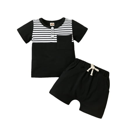 Qtinghua Infant Toddler Baby Boy Summer Clothes Short Sleeve Striped T Shirt Tops Elastic Shorts Outfits
Qtinghua Infant Toddler Baby Boy Summer Clothes Short Sleeve Striped T Shirt Tops Elastic Shorts Outfits