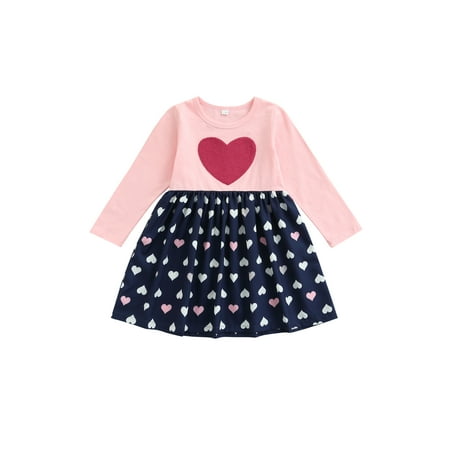 Xingqing Toddler Baby Girls Autumn Dress Long Sleeve Heart Print Contrast Princess Dress Valentine s Day Outfits 4-5 Years
Xingqing Toddler Baby Girls Autumn Dress Long Sleeve Heart Print Contrast Princess Dress Valentine s Day Outfits 4-5 Years
