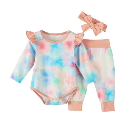 born Baby Girls Pants Suit Tie-Dye Fly Sleeve Romper Soft Pants Hairband Fashion Outfits Set Casual Clothes For 0-6 Months
born Baby Girls Pants Suit Tie-Dye Fly Sleeve Romper Soft Pants Hairband Fashion Outfits Set Casual Clothes For 0-6 Months