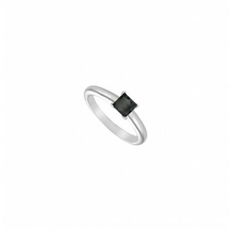 Black Diamond Solitaire Ring 14K White Gold 0.50 CT Diamond - Size 4
