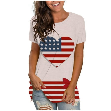 

Yourumao Women Clearance TopsSleeve Bustier for Summer Fall Boat V Neck Usa Flag Letter Skims Dupe Slim Tunic Sexy Blouse Camisole Tees Women VN