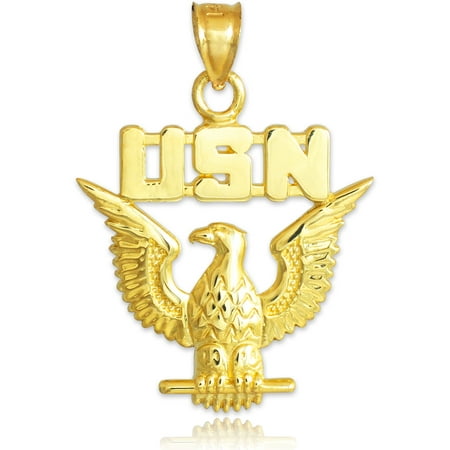 US Navy Eagle Solid 10k Yellow Gold Pendant