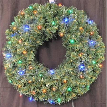 Queens of Christmas WL-GWSQ-02-L5M 2 ft. Pre-Lit LED Multi Sequoia Wreath