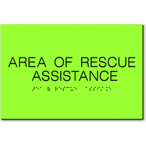 Area Of Rescue Assistance Sign-Laserglow / Black (4 Units)