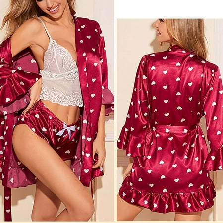 Gifts For Mom POROPL Homewear Pajamas Three-piece Outerwear Underwear Pajama Set Plus Size Shorts for Lady Clearance Red Size 4
Gifts For Mom POROPL Homewear Pajamas Three-piece Outerwear Underwear Pajama Set Plus Size Shorts for Lady Clearance Red Size 4