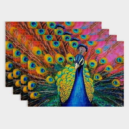 Pratyus 4pcs Peacock Feathers Table Decor Linen Dining Placemats for Birthday Parties Christmas and Buffets - Home Decoration 18x12in
Pratyus 4pcs Peacock Feathers Table Decor Linen Dining Placemats for Birthday Parties Christmas and Buffets - Home Decoration 18x12in