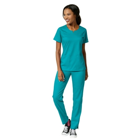 WonderWink Scrubs Set PRO Women s Notch Neck Top & Knit Waist Pant