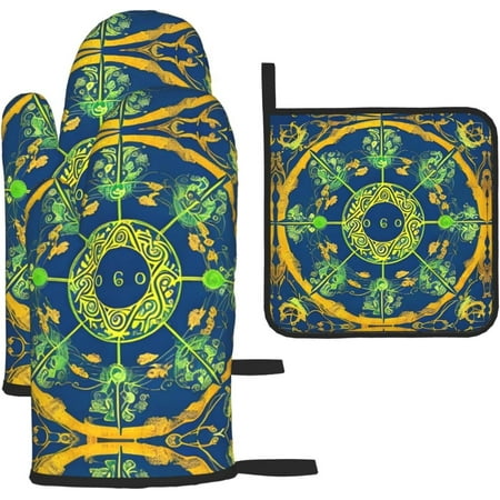 Yang Totem Oven Mitt Set Heat Resistant Grill Mitt and Pot Holder Suitable for Kitchen Cooking Baking and Microwave (Set of 3)
Yang Totem Oven Mitt Set Heat Resistant Grill Mitt and Pot Holder Suitable for Kitchen Cooking Baking and Microwave (Set of 3)