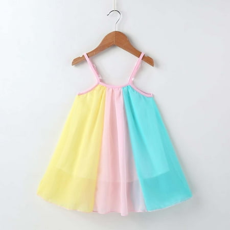 Color Stitching Sling Dress for Toddler Baby Girl Sleeveless Rainbow Printed Camisole Mini Dress Casual Pleated Flowy Swing Beach Dress
Color Stitching Sling Dress for Toddler Baby Girl Sleeveless Rainbow Printed Camisole Mini Dress Casual Pleated Flowy Swing Beach Dress