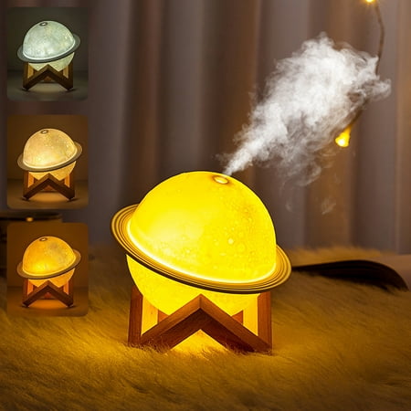 IXTIX Moon Lamp Humidifier 3D Moon Night Light Air Humidifier with Wooden Stand USB LED Desk Humidifier Lamp Personal Small Humidifier Touch
