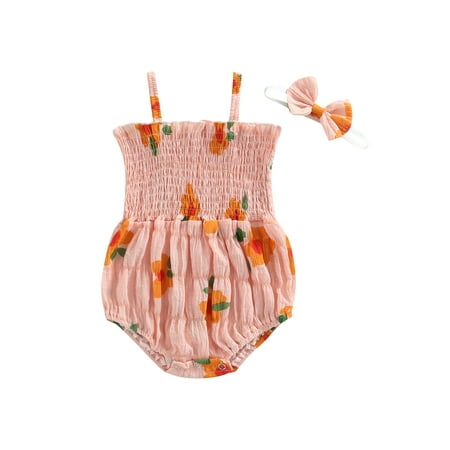 Bagilaanoe Newborn Baby Girl Romper Floral Strap Bodysuit Sleeveless Jumpsuit Outfit with Headband 6M 12M 18M 24M Summer Clothes
Bagilaanoe Newborn Baby Girl Romper Floral Strap Bodysuit Sleeveless Jumpsuit Outfit with Headband 6M 12M 18M 24M Summer Clothes