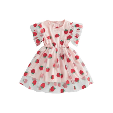 Infant Baby Girl Summer Dress Fly Sleeve Crew Neck Strawberry Tulle Patchwork A-line Princess Dress
Infant Baby Girl Summer Dress Fly Sleeve Crew Neck Strawberry Tulle Patchwork A-line Princess Dress