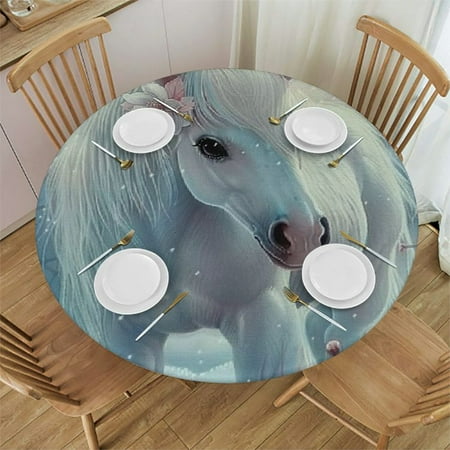 Patifu Horse Flowers Round Table Cover Stain Resistant Washable Indoor Outdoor Tablecloth Kitchen Dining Wedding Parties Picnic Farmhouse 100% Polyester Fiber 46-50
Patifu Horse Flowers Round Table Cover Stain Resistant Washable Indoor Outdoor Tablecloth Kitchen Dining Wedding Parties Picnic Farmhouse 100% Polyester Fiber 46-50