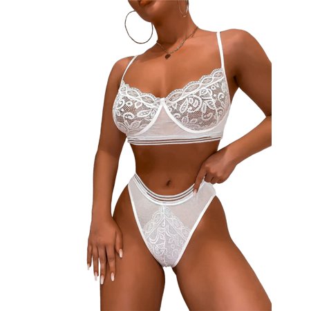 PMIYS Womens Sexy Lingerie Lace Top Bra Thongs Underwear Set Nightwear See-Through Sleepwear
PMIYS Womens Sexy Lingerie Lace Top Bra Thongs Underwear Set Nightwear See-Through Sleepwear