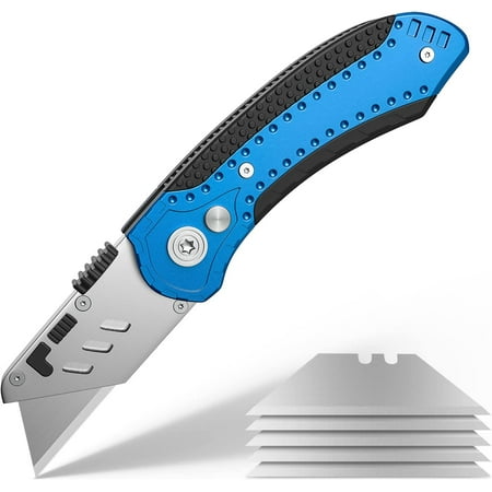 Folding Utility Knife Heavy Duty Retractable Folding Box Cutter for Cartons Cardboard Boxes Cloth Quick Blade Change Box Cutter Anti-slip Metal Body Safety Lock and 5 More Blades
Folding Utility Knife Heavy Duty Retractable Folding Box Cutter for Cartons Cardboard Boxes Cloth Quick Blade Change Box Cutter Anti-slip Metal Body Safety Lock and 5 More Blades