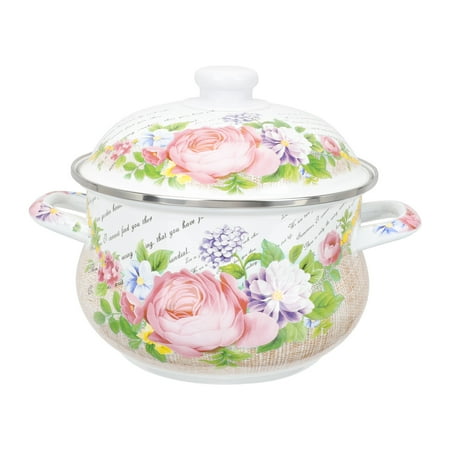 Flat Bottom Stockpot Enamel Cooking Pot Binaural Soup Pot Cooking Utensil