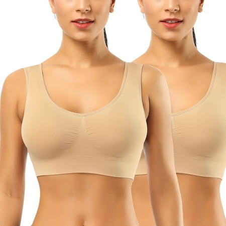 Sports Bras for Women 2 Pack Seamless Comfortable Yoga Bra with Removable Pads