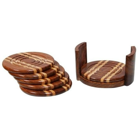 VinoStrumenti VSGC2 Wine Glass Coaster Set with Holder- Round - 6 Piece