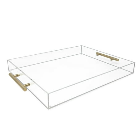 Isaac Jacobs 14x18 Acrylic Serving Tray with Gold Handles