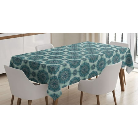 Ethnic Tablecloth Jumble Continuous Medallion Ornaments Rectangle Satin Table Cover Accent for Dining Room and Kitchen 60 X 90 Slate Blue Pale Blue by Ambesonne
Ethnic Tablecloth Jumble Continuous Medallion Ornaments Rectangle Satin Table Cover Accent for Dining Room and Kitchen 60 X 90 Slate Blue Pale Blue by Ambesonne