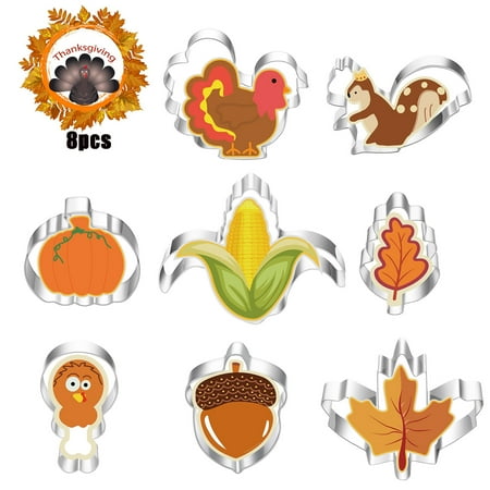 Hapeisy Fall and Thanksgiving Cookie Cutter Set 8 Pcs Metal Cookie Cutters Mold with Pumpkin Turkey Maple Leaf Animal Shaped Cutters For Baby Shower Or Birthday Party
Hapeisy Fall and Thanksgiving Cookie Cutter Set 8 Pcs Metal Cookie Cutters Mold with Pumpkin Turkey Maple Leaf Animal Shaped Cutters For Baby Shower Or Birthday Party