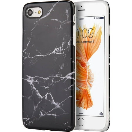 [해외] MUNDAZE Marble Jelly Skin Case for Apple iPhone 7 8, Black/White